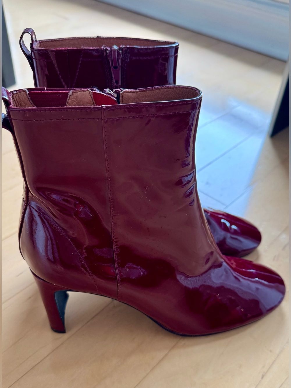 Jeffrey Campbell Burgundy Patent Leather Ankle Booties | US 9.5 | New condition
